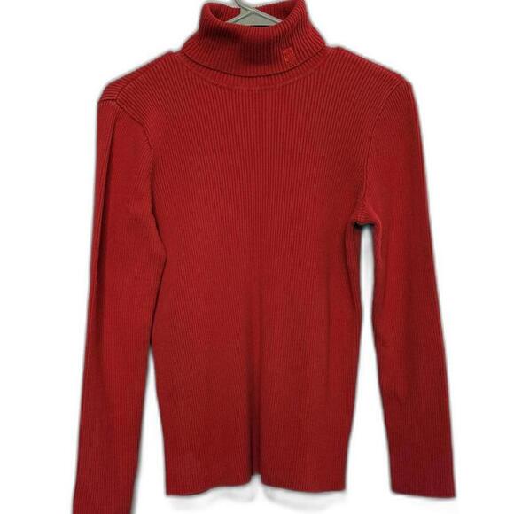 Red Basic Ralph Lauren Rib Knit Turtle Neck - Picture 2 of 3